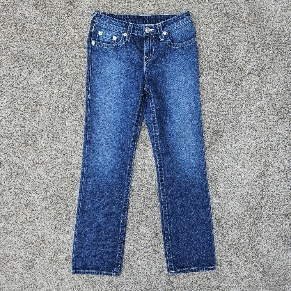 True Religion Jeans Straight Leg Blue Denim Pants 100% Cotton Kids Girls Size 12